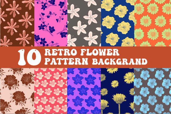 Download Retro Flower Pattern Background Vol.2 - Retro flower pattern Collection
