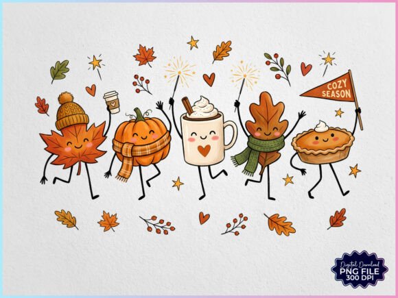 Download Cozy Season Fall Doodles Characters PNG - Doodle Collection