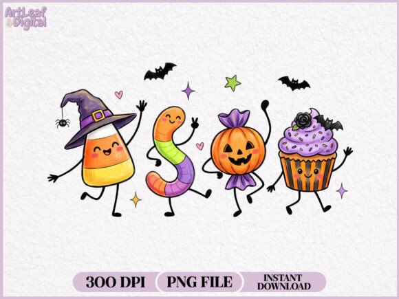 Download Halloween Candy Doodles Characters PNG - Doodle Collection