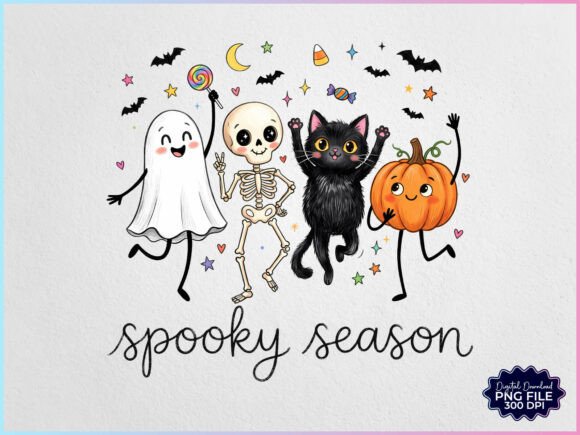 Download Spooky Season Doodles Characters PNG - Doodle Collection