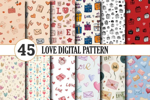 Download Romantic Love Digital Pattern Bundle - Romantic Collection