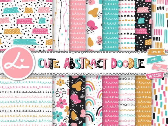 Download Cute Abstract Doodle Pattern Pack - Doodle Collection