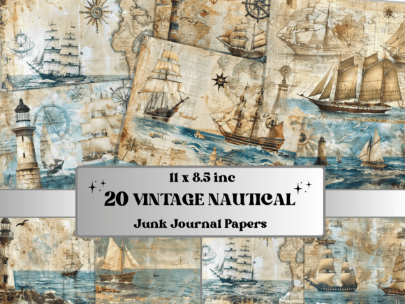 Download Vintage Nautical Ocean Background Paper - Background paper Collection