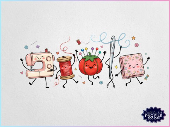 Download Sewing Doodles Characters PNG - Doodle Collection