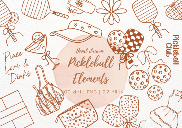 Download Hand Drawn Pickleball Doodle Bundle - Doodle Collection