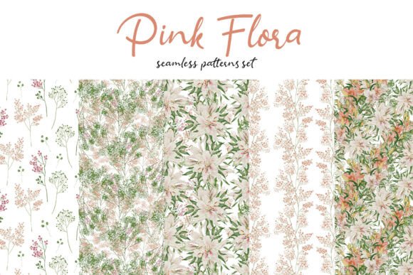 Download Watercolor Pink Flora PNG Pattern Set - Png pattern Collection
