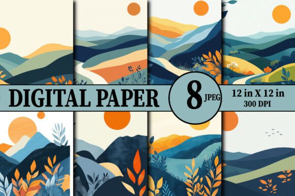 Download Boho Abstract Landscape Background Paper - Background paper Collection
