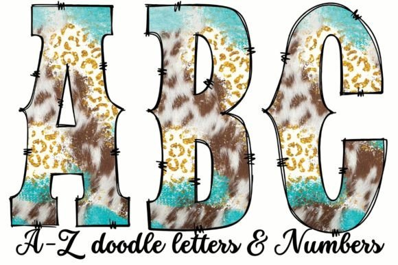 Download COUNTRY WESTERN DOODLE LETTERS &amp; NUMBERS - Doodle Collection