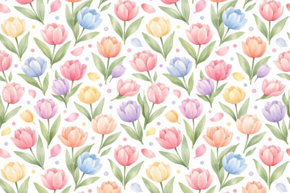 Download Watercolor Tulip Seamless PNG Pattern - Png pattern Collection