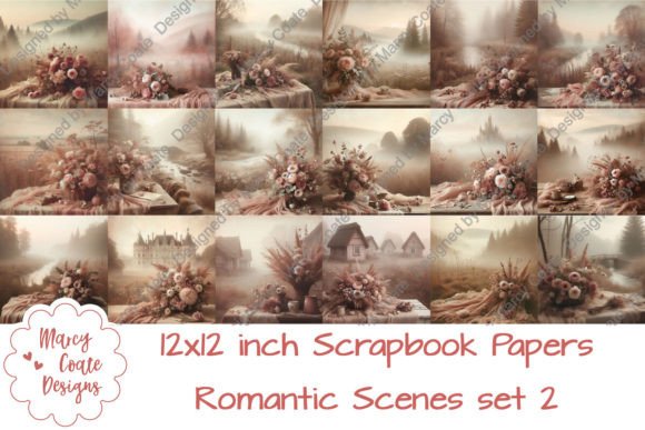 Download Set 2 Romantic Scenes 12x12 Inch Papers - Romantic Collection