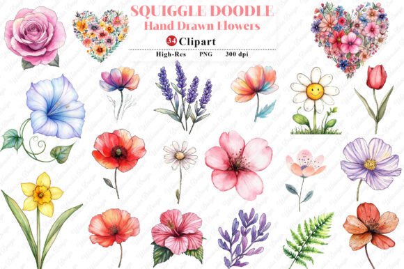 Download Squiggle Doodle Hand Drawn Flowers PNG - Doodle Collection