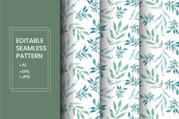 Download Watercolor Leaves Seamless Pattern Set - Leaves seamless pattern Collection