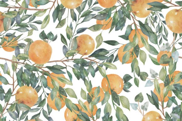 Download Watercolor Oranges Handmade PNG Pattern - Png pattern Collection