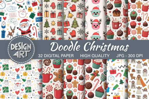 Download Doodle Christmas Seamless Patterns - Doodle Collection